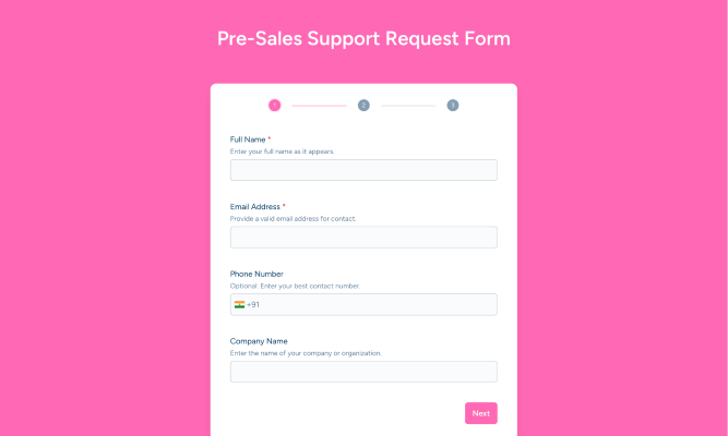 Pre-Sales Support Request