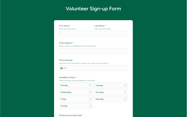 Volunteer Sign-up