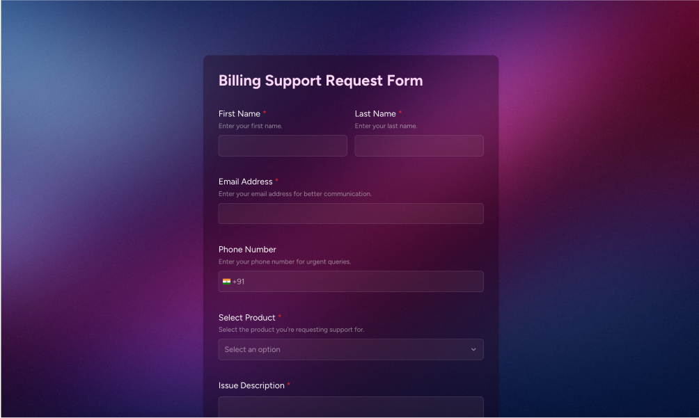 Billing Support Request