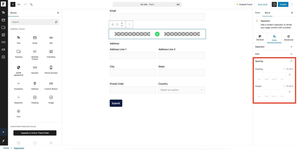 Separator Add New Form ‹ SureForms — WordPress 2025 07 02 At 7.10.36 PM 1024x517