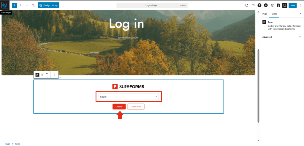 choose the form you just created
