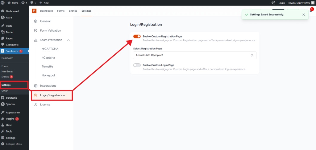 Set the Custom Registration Page as your default