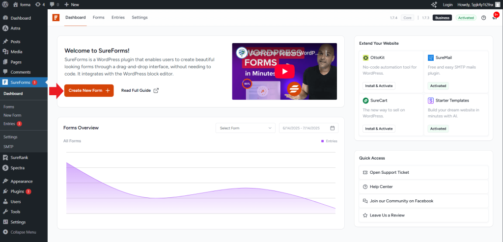 Open SureForms and start creating a new form