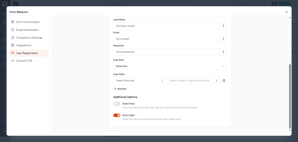 Check out the User Registration Mapping settings and customize if needed