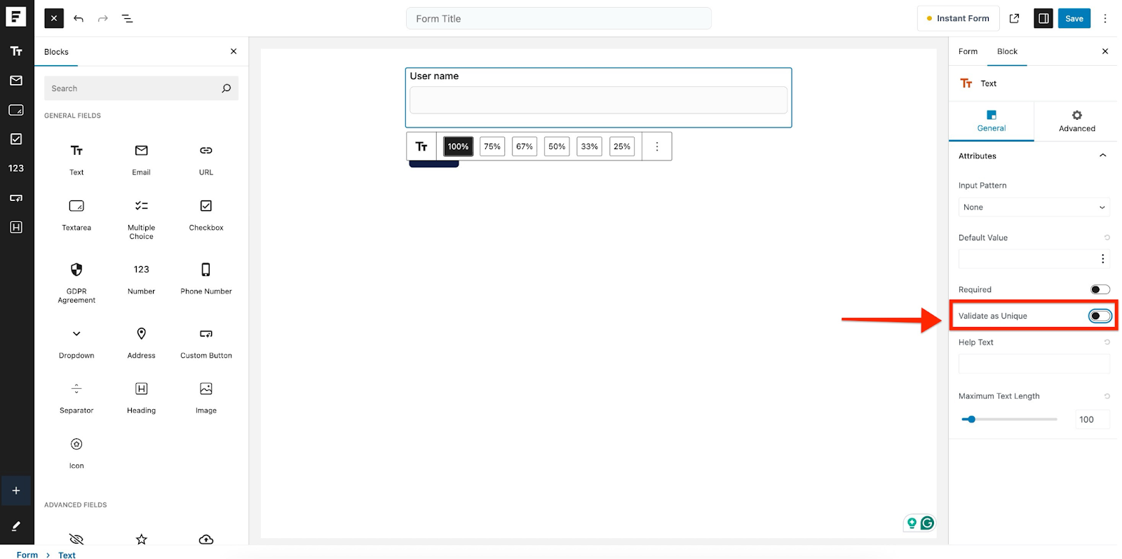 Validate as Unique in SureForms Validate as Unique.