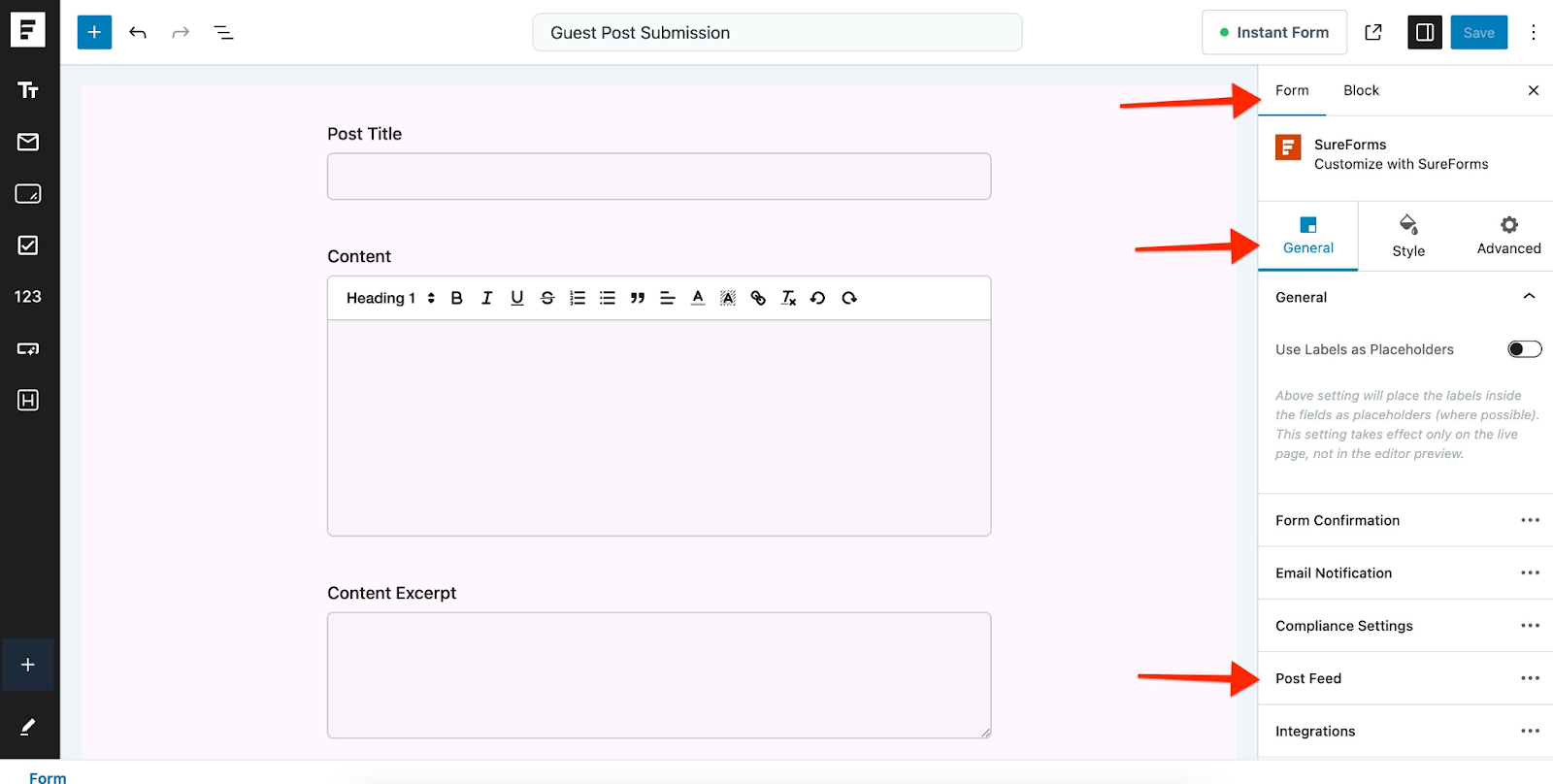 Accessing Post Feed Settings