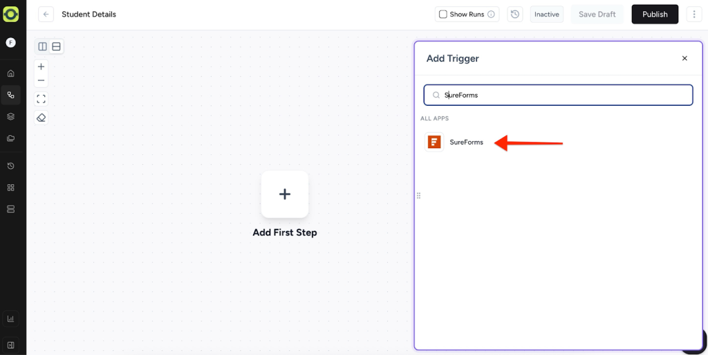 Select SureForms as your trigger app