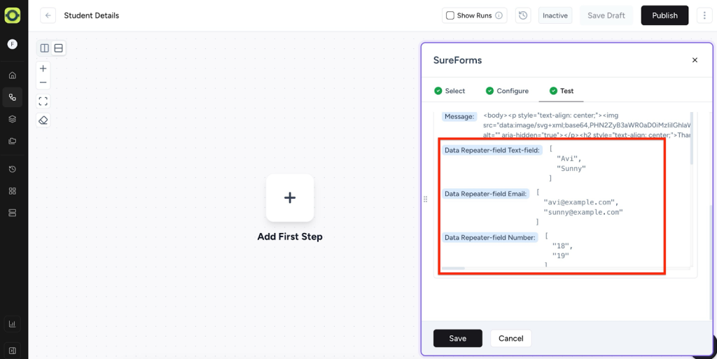 OttoKit will receive this data in array format.