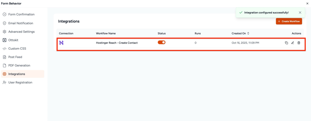 SureForms Integration with Hostinger Reach image