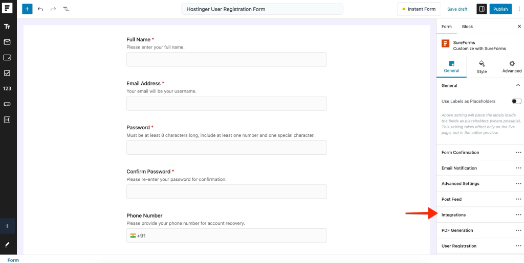 SureForms Integration with Hostinger Reach image