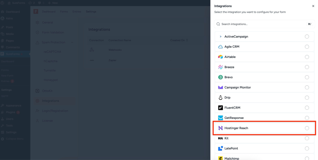 SureForms Integration with Hostinger Reach image