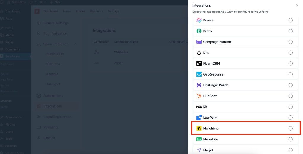 SureForms Integration with Mailchimp image