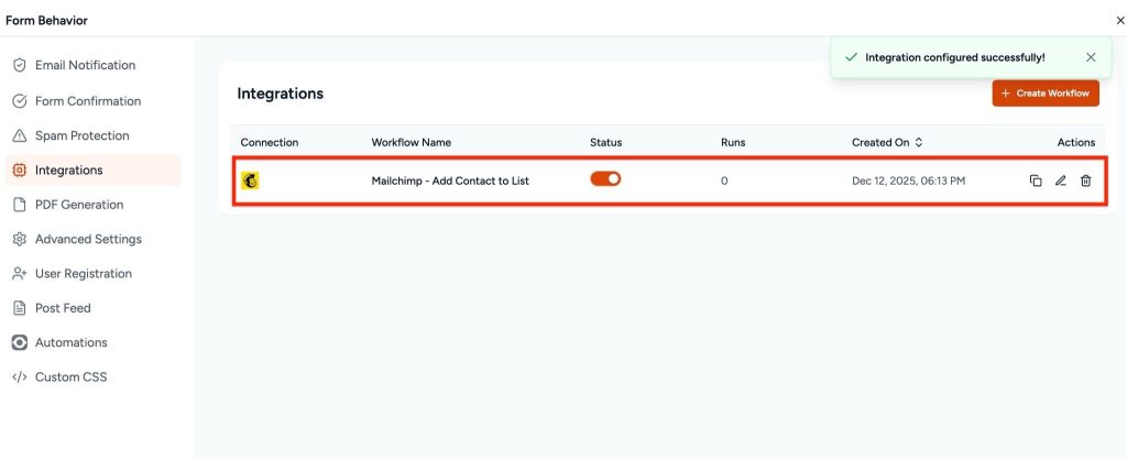 SureForms Integration with Mailchimp image