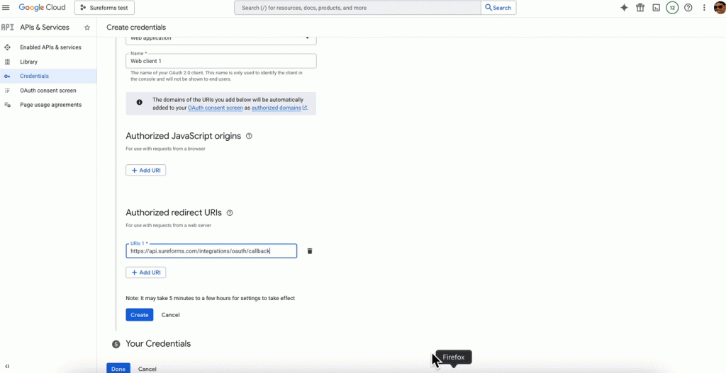 SureForms Integration with Google Sheets copy the client id