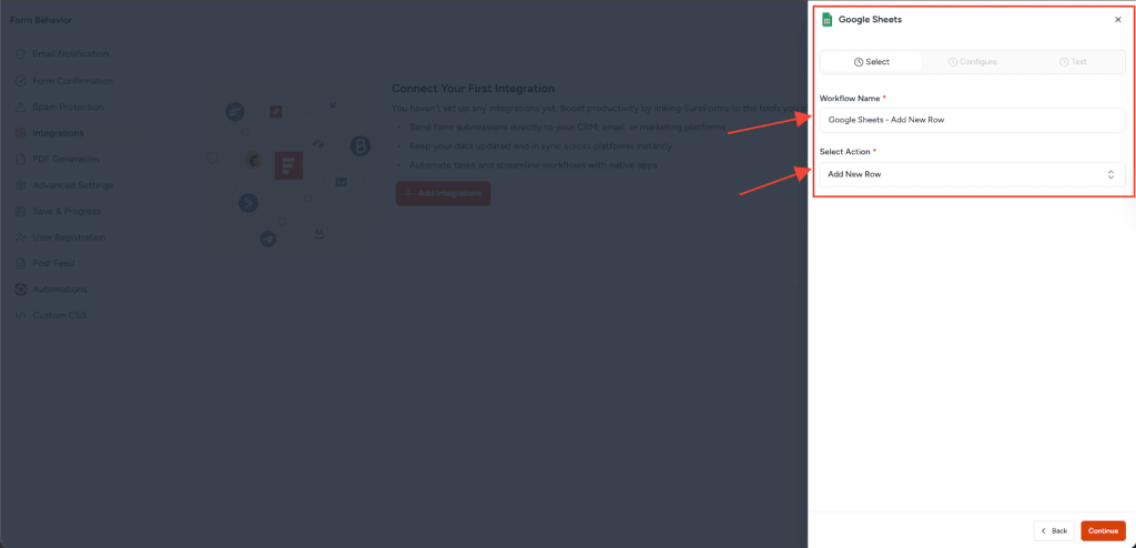 SureForms Integration with Google Sheets image