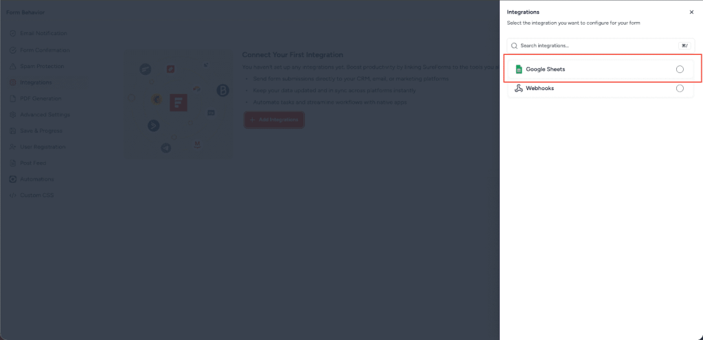 SureForms Integration with Google Sheets image