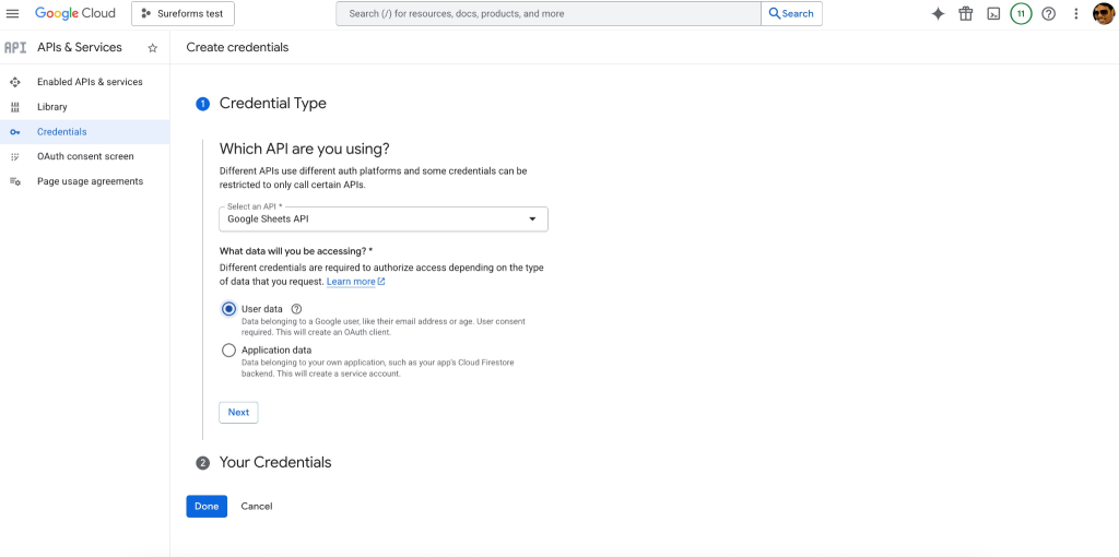 SureForms Integration with Google Sheets Select Google Sheets API